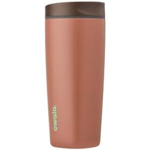 Owala SmoothSip Slider Insulated Stainless Steel Coffee Tumbler, Reusable Iced Coffee Cup, Hot Coffee Travel Mug, BPA Free 20 oz, Grey/Brown (Cozy Cocoa)