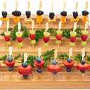 Skewer Holder Bamboo Food Display w/180 Holes, Great for Buffet, Cocktail Parties and Catering Events Six Tier Food Stand - 100 Pcs 4.7 Inch skewer Included