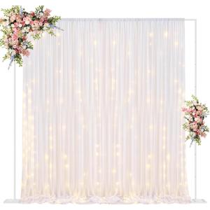 Fomcet 10FT x 10FT Backdrop Stand Heavy Duty with Base, White Portable Adjustable Pipe and Drape Backdrop Stand Kit, Square Metal Arch Party Frame for Wedding Birthday Parties Banquet Decorations