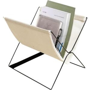 Floor Magazine Rack with Fabric Lining, Modern Metal Magazine Holder and Book Basket, Freestanding Decorative Magazine Stand for Living Room or Bedroom