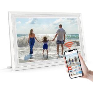 Frameo 10.1" Digital Picture Frame with 32GB Memory White WiFi Electronic Photo Frame 1280 x 800 IPS HD Touch Screen Auto-Rotate Slideshow Wall Mountable Share Photos/ Video Remotely Anywhere
