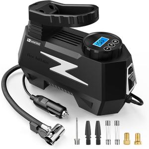 FADAKWALT Tire Inflator Portable Air Compressor, DC 12V Tire Air Pump with LED and 150PSI Digital Pressure Gauge, Portable Tire Inflator for Car Tires, Motorcycles, Bike, Ball (Silver)