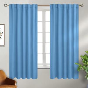 BGment Rod Pocket and Back Tab Curtains for Bedroom - Thermal Insulated Room Darkening Curtains for Living Room, 2 Window Curtain Panels (42 x 63 Inch, Sky Blue)