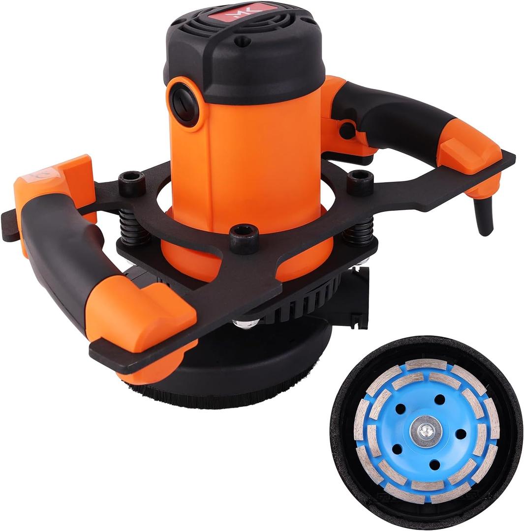 Concrete Grinder, GJ1251, 5" Low-Vibration Concrete Surfacing Renovation Sander with Dust Extraction Tube, Edging Capacity, 1800W 120V 60Hz