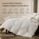 BPC Organic Feather Down Comforter Twin Size, Hotel-Luxury Fluffy Duvet Insert with 100% Cotton Cover and Puffy Feather Down Filling for All-Season, Ivory White, 68x90 Inches