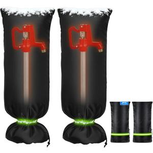 Bonviee 2-Pack Outdoor Faucet Covers For Winter- 35H X 15W- Insulated With Thick Cotton Waterproof Oxford Fabric and Reflective Strip for Freeze Protection Outdoor Faucets Hose Bibs