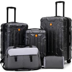 Rosamo 5 Piece Hardshell Suitcase Set, 20/24/28" Expandable Luggage Set with Matching Travel Bags, 22x14x9 Airline Approved Carry On, TSA Lock, Spinner Wheels, ABS+PC (Grey) ( Only 3 Suitcase )