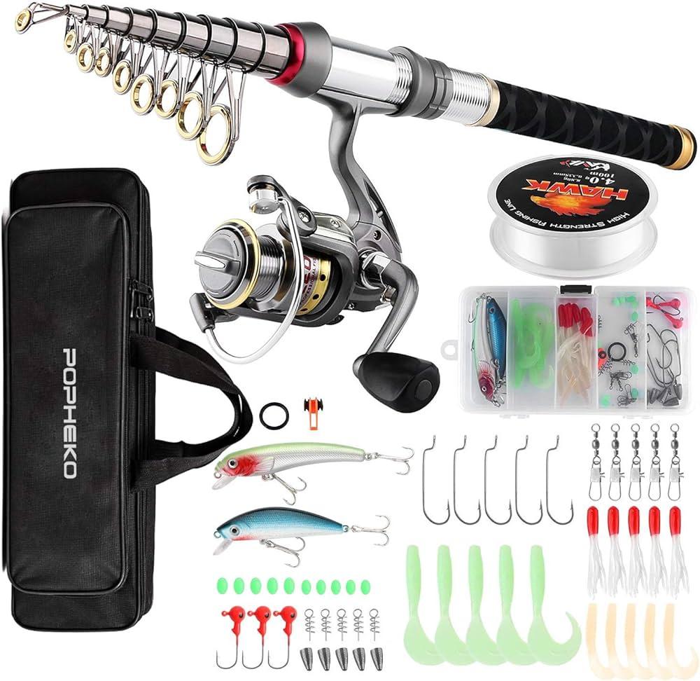 Fishing Rod Reel Combo Full Kit Telescopic Fishing Pole Set Spinning Reel Line Lures Hooks and Fishing Carrier Bag Saltwater Freshwater Fishing Gear for Kids Adults Professional Fishing Rod Reel Combo Full Kit Telescopic Fishing Pole Set Spinning Reel Line Lures Hooks and Fishing Carrier Bag Saltwater Freshwater Fishing Gear for Kids Adults Professional