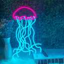 Ocean LED Neon Signs Jellyfish Coral Shell Clownfish Shark Acrylic Neon Lights with Hanging Chain Wall Art Home Decor Light Up for Bedroom Bar Pub Party USB Powered 5V
