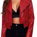 RED Stylish Women's Leather Crop Jacket L