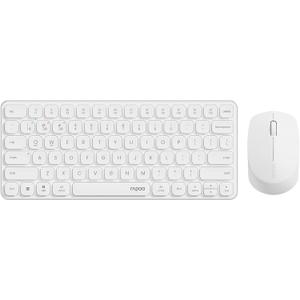 Rapoo 9010M Multi-Device Keyboard and Mouse Combo, 2.4GHz/Bluetooth 5.0/4.0 Wireless Keyboard & Mouse Set for Windows/Mac/Linux/Chrome, Support 4 Devices, Low-Profile Silent Click, Battery Powered (White)