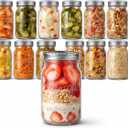 12 Pack 32 OZ Wide Mouth Glass Mason Jars with Airtight Lids, Reusable Food Storage Containers for Canning, Pickling, and Fermenting,Microwave & Dishwasher Safe