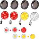 Sequential Led Turn Signals, 1157 Front + 1156 Rear Blinkers with Smoked Lens Compatible with Harley Sportster Softail Street Glide Road King Cruiser Turing (Sequential Light & Smoked Lens)