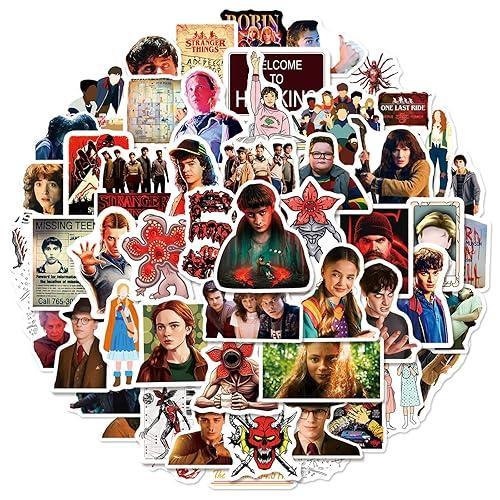 50pcs Stranger Movie Season 5 TV Stickers for Kids Teens Girls Adult, Waterproof Vinyl Things Movie Decal for Water Bottle Skateboard Guitar Travel Case Bike Laptopr (st) Pack Of 6