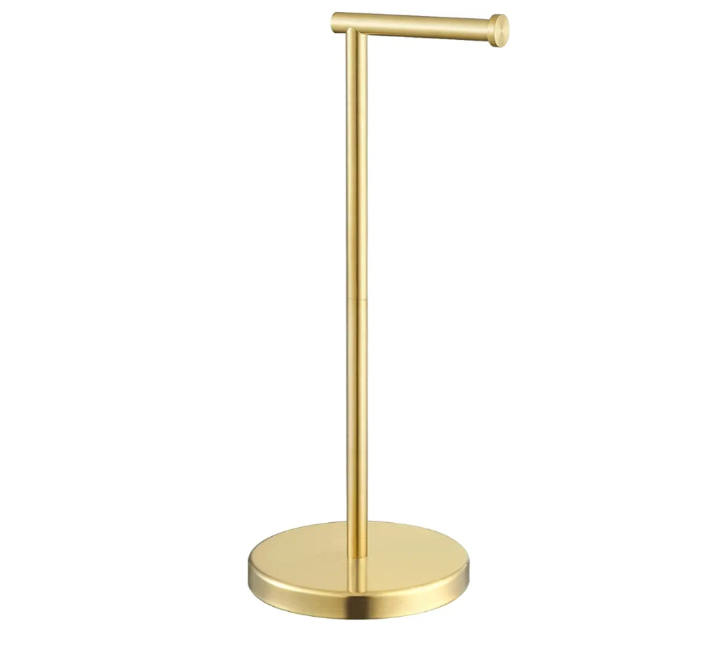 KES Gold Toilet Paper Holder Free Standing SUS 304 Stainless Steel Rustproof Pedestal Lavatory Tissue Roll Holder Floor Stand Modern Brushed Gold Finish, BPH283S1-BZ