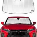 Windshield Sun Shade for Chevrolet Blazer 2019-2025. Reflective Aluminum Film Front Window Sunshade - BLAZBLOCK (Classic Shiny Silver)