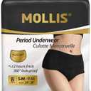 MOLLIS Disposable Period Underwear for Women, Postpartum Panties, Maternity Knickers Heavy Flow Leak Proof, Unscented, Black, Small/Medium, 8 Count
