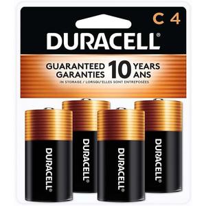 Duracell Coppertop C Batteries, 4 Count (Pack of 1), C Battery with Long-lasting Power, All-Purpose Alkaline Battery for Household and Office Devices