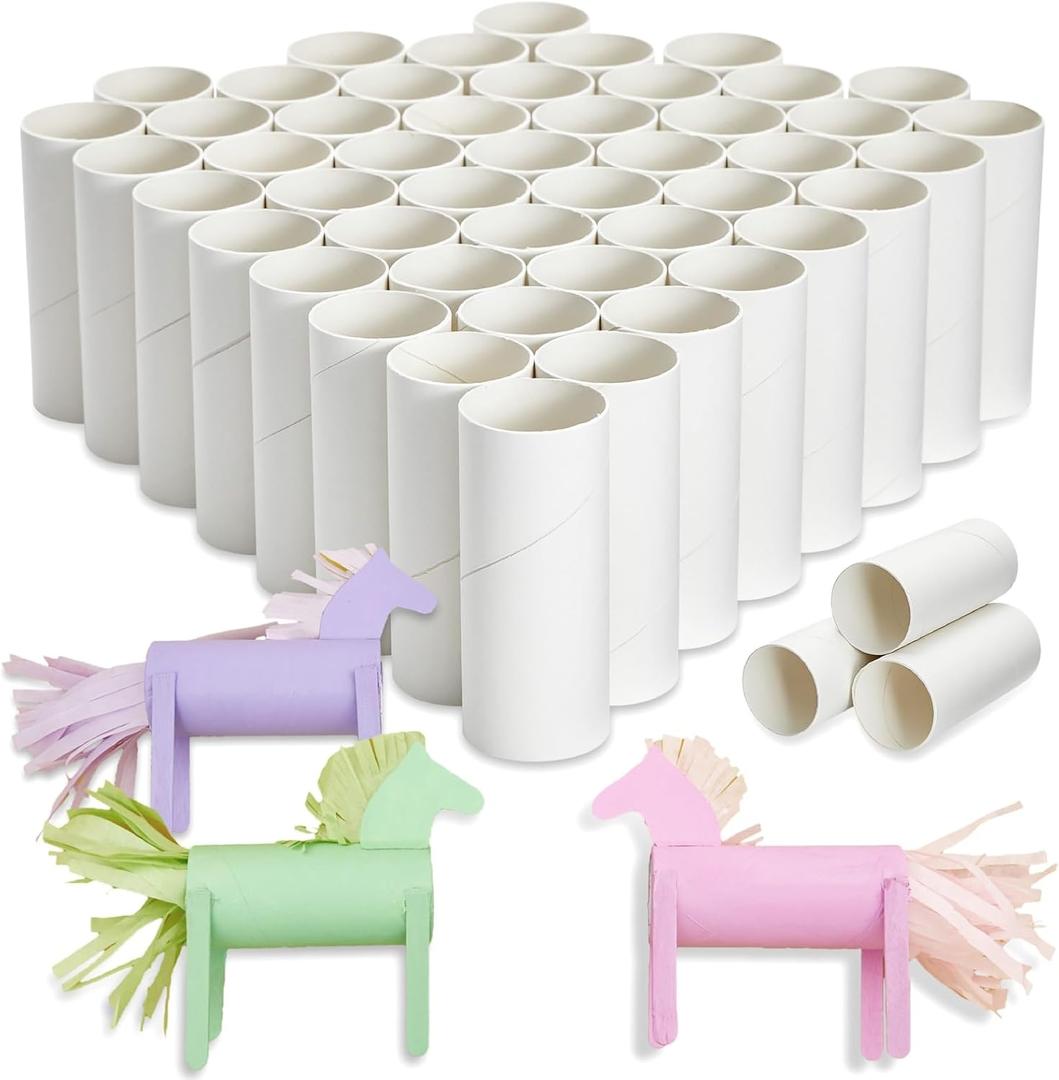Pack of 48 Cardboard Craft Toilet Paper Tube Rolls, 9.9 cm Length (White)