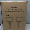 RORIA Set of 2 Modern Table Lamps for Living Room with 2 USB Ports, White Frosted Glass Nightlight for Bedroom, Contemporary Desk Lamps for Nightstand End Table Entryway, 4 Bulbs Included (Black)