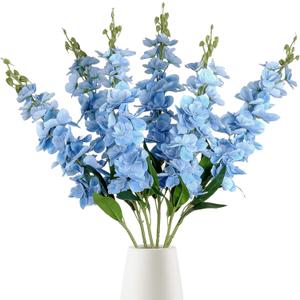 IPOPU Blue Delphinium Artificial Flowers,6PCS Faux Snapdragon Flowers 33" Silk Larkspur Flowers for Tall Vases Wedding Party Home Table Decor(Blue)