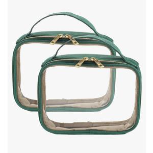 HARFINGTON 2pcs Clear Toiletry Bag PVC Large Waterproof Transparent Makeup Bag with Handle & Zipper for Travel Carry on Airport Airline Christmas Gifts, Green HARFINGTON 2pcs Clear Toiletry Bag PVC Large Waterproof Transparent Makeup Bag with Handle & Zipper for Travel Carry on Airport Airline Christmas Gifts, Green