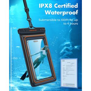 UNBREAKcable Floating Waterproof Phone Pouch 2 Pack, IPX8 Waterproof Phone Case Dry Bag Kayak/Beach/Cruise Travel Essentials, Water Proof Pouch for iPhone 17 16 15 Pro Max, Samsung S25 Ultra S24-7"