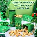 Tenceur 12 Pcs St. Patrick's Day Paper Popcorn Boxes Shamrock Mini Party Boxes Green St. Patrick's Day Treat for Irish Holiday Party Favors Decorations Goodie Candy Cookie Sweet Containers