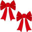 Christmas Bows - 2 Pack Christmas Red Velvet Bows 9''x13'' for Gift Wrapping, Perfect for Tree, Wreath, Gifts & Home Christmas Decorations