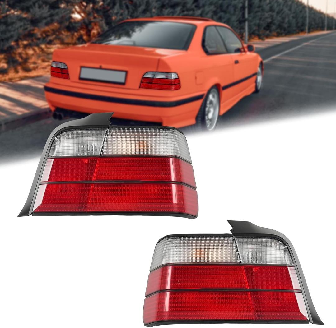 Red/Clear 4 Door Tail Lights Rear Lamp Assembly Compatible for 92-98 BMW E36 3 Series Left Driver Side & Right Passenger Side 63211393431 63211393432