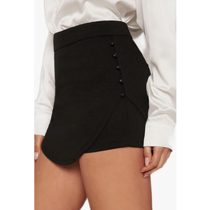 AMDMG Shorts for Women Solid Curved Hem Skort (Color : Black, Size: XXL)