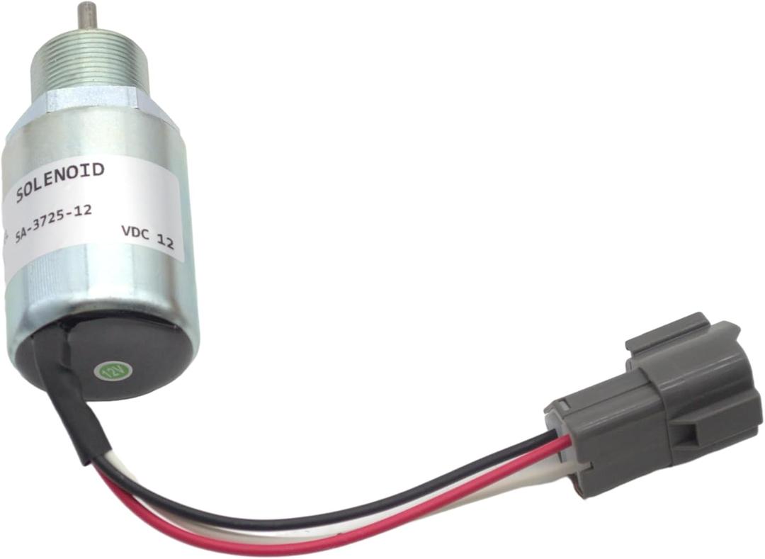SA-3725-12 New 12V Fuel ShutOff Solenoid Valve Compatible with Mitsubishi L2E L3E S3L S4L K4N-D61KG Fit for Mahindra Max 28 Fit for Tractor EC13 EC15 EC15B EC20 EC20B EC25 EC30 Replacement 30A87-20402