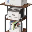23.6-in Printer Stand with Storage, 3-Tier Printer Table for Home Office, Printer Cart Under Desk Storage, Suitable for Study, Kitchen, Living Room, Rustic Brown and Black TPS02BF