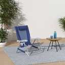 GCI Outdoor Backpack Beach Chair | Reclining Folding Chair with Durable Armrests, Drink Holder & Carry Straps, Perfect for Beach Trips & Picnics Nautical Blue