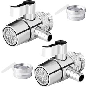 2 Pack Faucet Diverter Valve with Aerator for Countertop Water Filter,Faucet Adapter to 3/8" Barb outlet,Faucet Splitter for Water Diversion (2)