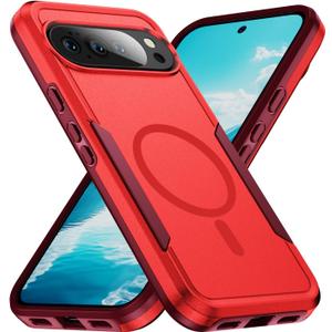 Teayoha for Google Pixel 10 Pro XL Case,[Compatible with Magsafe] [Military Grade Drop Tested] Shockproof Magnetic Tough Rugged Protective Phone Case -6.8 inch (Red)