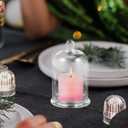 Cabilock Glass Candle Holder Set, Small Clear Wedding Wax Cup with Cloche Dome Cover, Household Tealight Candle Cup for Banquet Home Decoration, 6.69X3.93X3.93 Inch