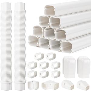 Mini Split Line Set Covers, 3 20 Ft PVC Line Set Cover Kits for Outside Ductless Mini Air Conditioners and Heat Pumps with Flexible Duct
