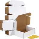 HORLIMER 9x6x3 inches Shipping Boxes Set of 25, White Corrugated Cardboard Box Literature Mailer, 25 Stickers Included