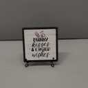 Happy Easter Decor, 5" x 5" Rustic Wood Plaque with Stand for Home Table Decorations, Bunny Kisses Easter Wishes Christian Gifts for Women