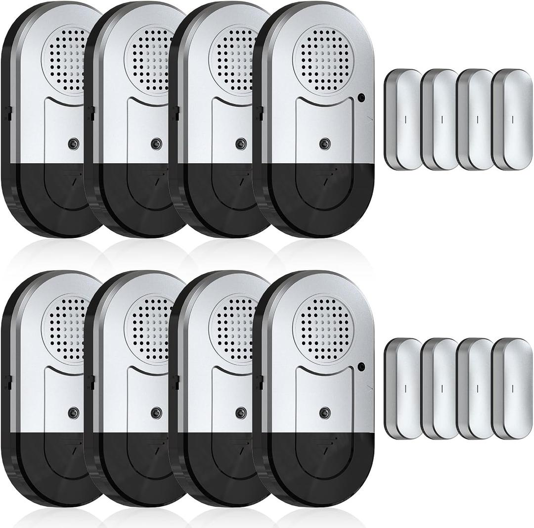 Sanjie Door Alarms When Opened,Door Window Alarm Sensors for Kids Safety/Home Security/Pool/Garage/Dementia/Toddler/Travel Security,Easy to Install,Volume Control/Loud Alert,Long Battery Life,8 Pack (silver)