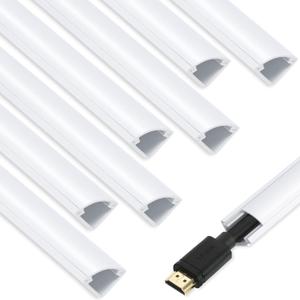 ZhiYo 136in Corner Cable Concealer, Corner Cord Hider for One Cord, Wire Covers for Cords, Paintable Cord Cover, Cable Management Channel, Raceway for Wall, Floor Baseboard, Ceiling - 8 x L17in (White)