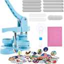 Button Maker Machine 2.25in 58mm - Button Pin Maker Machine Kit for DIY Gifts, Press Machine with 100 Sets of Badge Supplies(Blue)