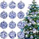 12 Pcs Chinoiserie Blue and White Balls Ornaments for Centerpiece Bowls Farmhouse Basket Tray Vases Decoration Gifts for Easter Basket Fillers Table Setting Spring Party, 2.75inch