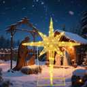 36 Inch Large Christmas Bethlehem Star Theme Light Giant LED Xmas Star of Bethlehem Hanging Ornaments Outdoor Decoration Christmas Lights for Holiday Lawn Patio Porch Garden Home