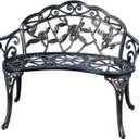 Patio Balcony Bench Double Seat, Anti-Rust Cast Aluminum Patio Garden Bench for Park Yard Outdoor Furniture Copper.1, 32.2" L x 19.1" W x 31.5" H