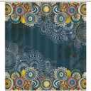Mandala Shower Curtain Abstract Bohemian Flower Dark Blue Art Print Waterproof Bath Curtain for Bathroom Decor with 12 Hooks 66x72 Inch