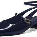 Coutgo Womens Mary Jane Chunky Low Heels Closed Square Toe Ankle Strap Pumps Wedding Party Dress Shoes (8, Navy)