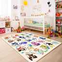 Kids Rugs for Playroom Educational Rug for Learn The ABC Alphabet, Soft Machine Washable Non-Slip Cute Carpet for Classroom Toddler Nursery Kids Room Decor Mat, One Size