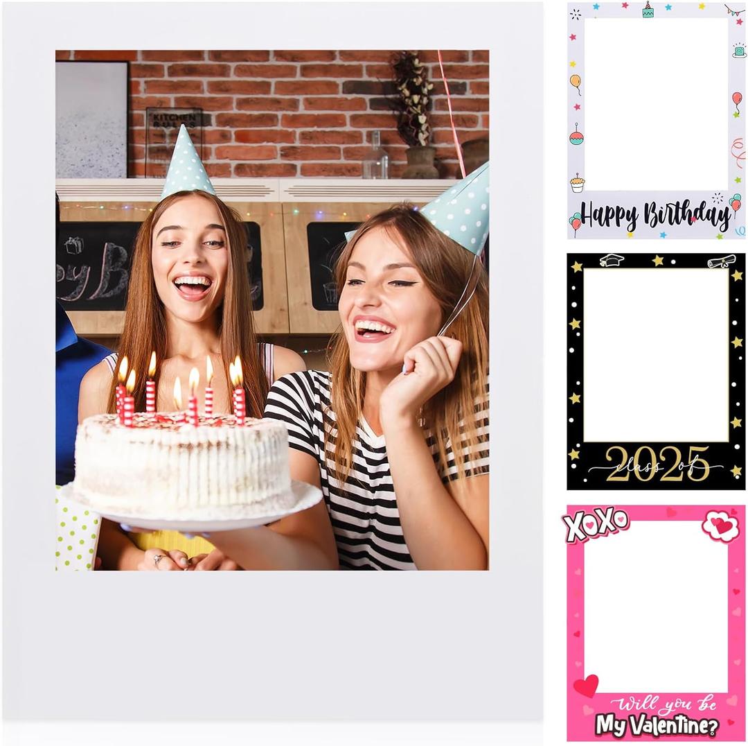 Beeveer 32 x 24 Inch Photo Booth Selfie Frame Prop Booth for Birthday Event Parties Large Blank DIY Cutout Props for Funny Decoration Christmas, Holiday Supplies
